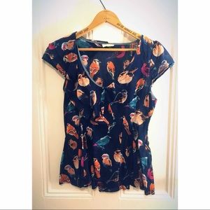 Anthropologie Meadow Rue Semi-Sheer Bird Top